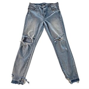 BlankNYC Light Blue Distressed Bond Mid-Rise Skinny Jeans Size 31(12-14)